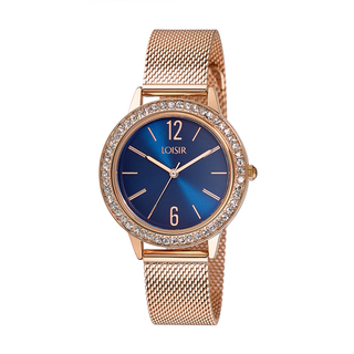 Women's Watch Supreme 11L05-00577 Loisir With Rose Gold Steel Mesh Band, Blue Dial And Extra Bezel